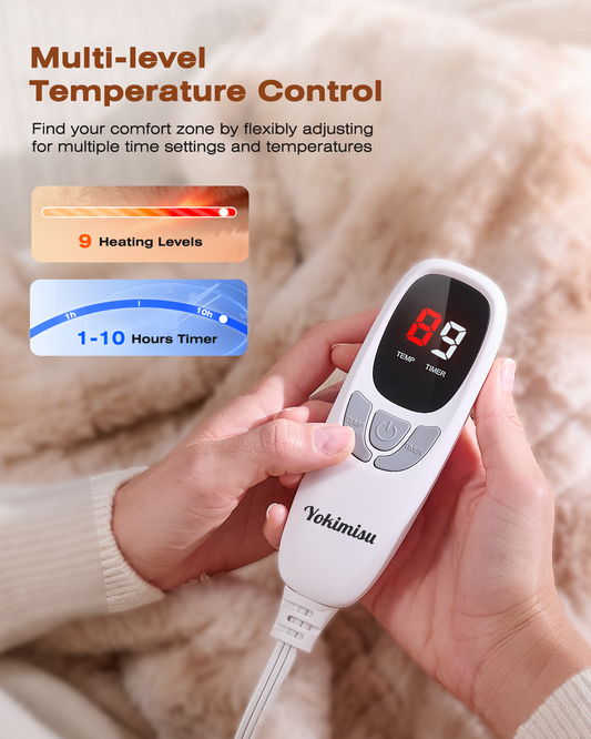 Electric Blanket King Size, 90"x100", Faux Fur (Tan)