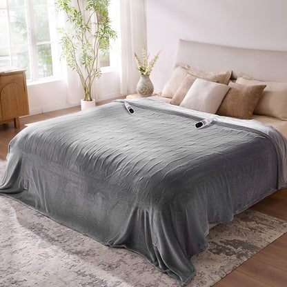 Electric Blanket King Size, 100”x90“ Soft Flannel (Camel/Grey/Black)
