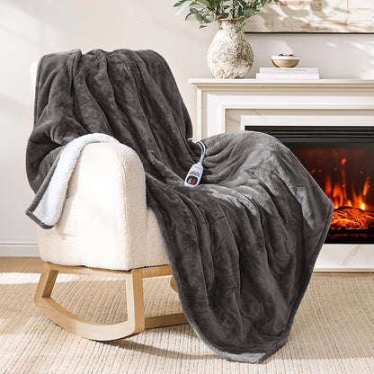 Electric Heated Throw 50x60in, with Buttons (Grey/Red/Blue)