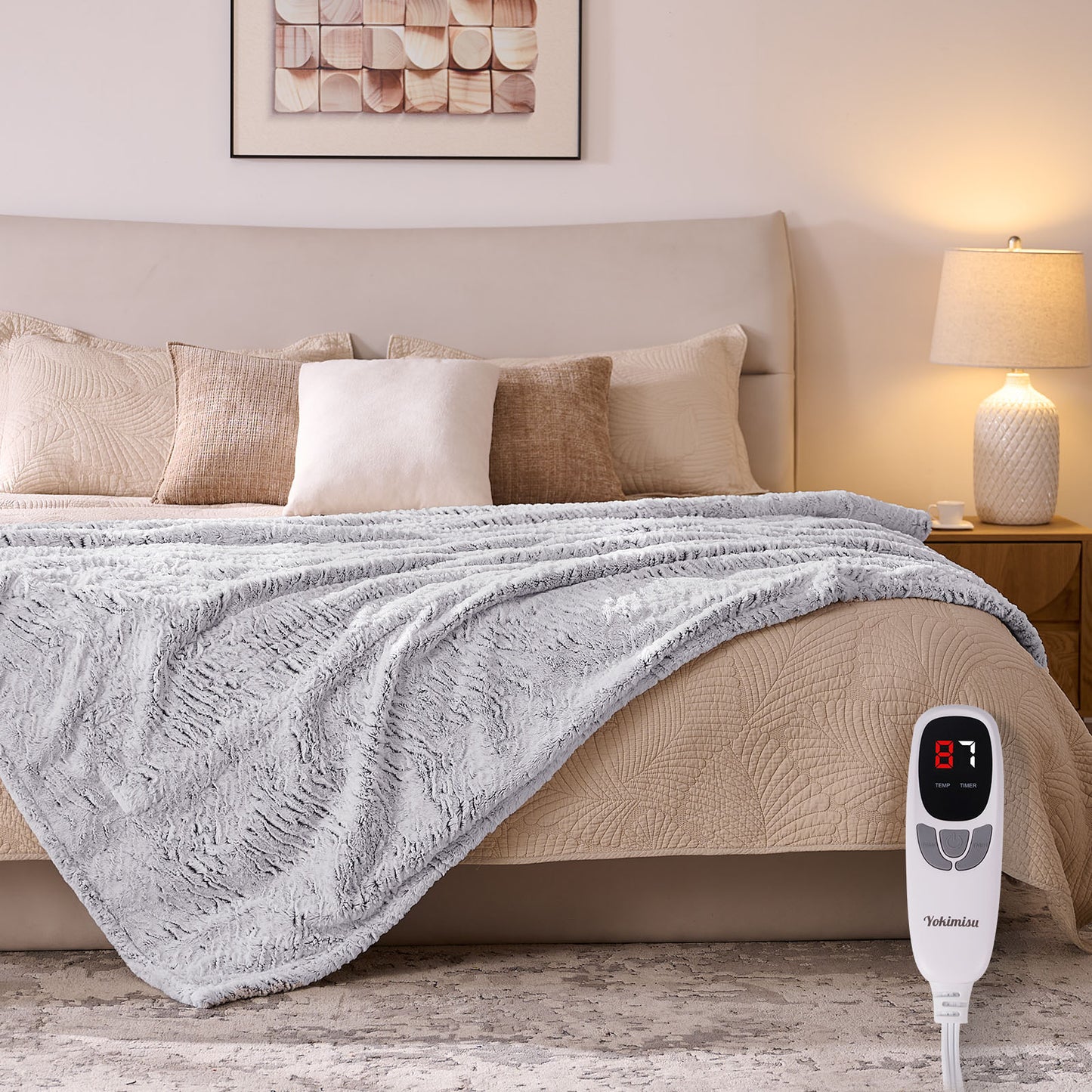 Electric Blanket Twin Size, 62”x84“ Faux Fur (Brushed Brown)