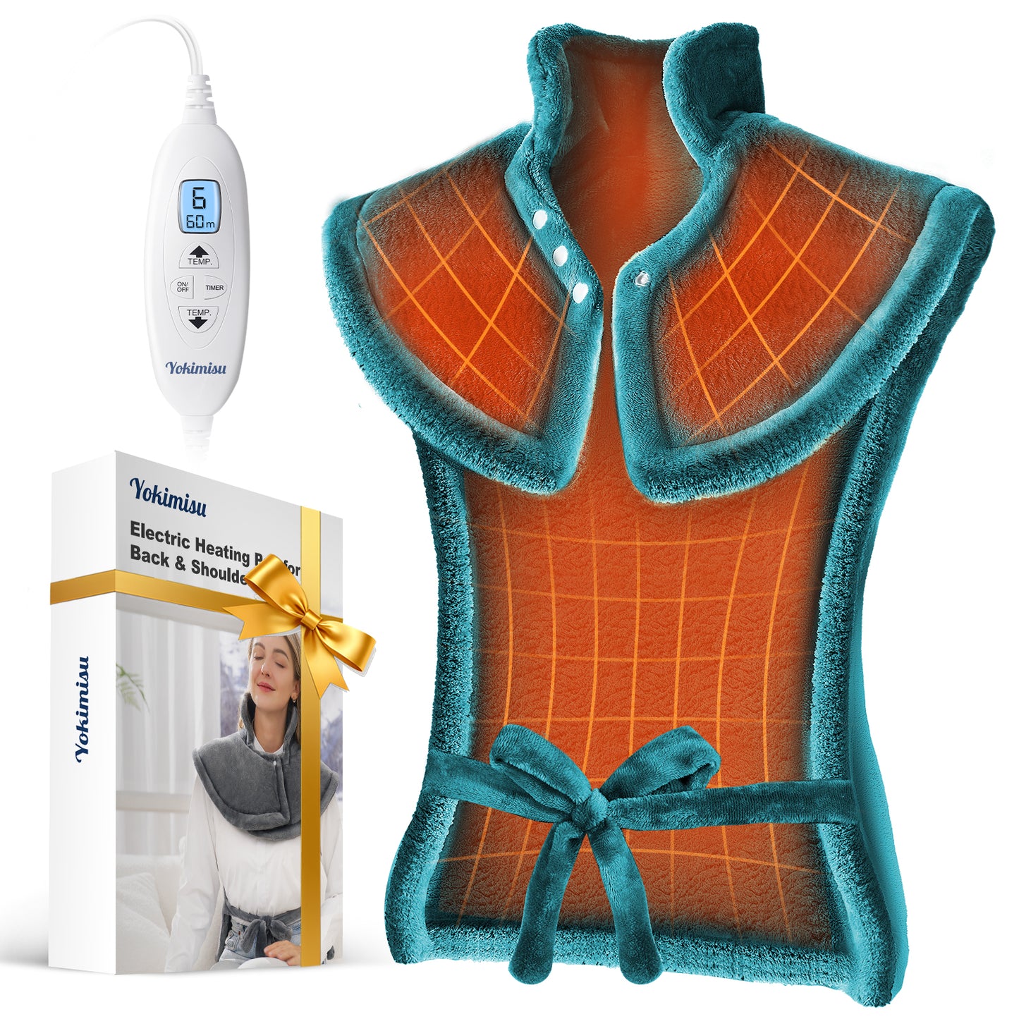 Heating Pad for Neck and Shoulders and Back, Weighted Pad (Grey/Teal)