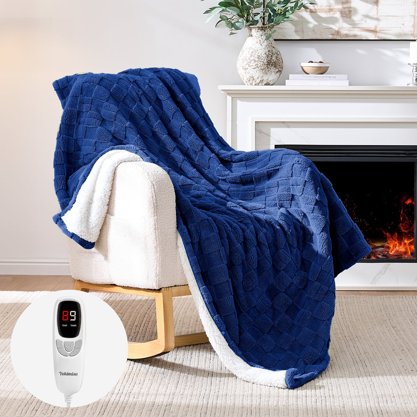 Electric Heated Throw 50x60in, with Buttons (Green/Pageant Blue)