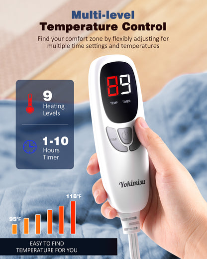 Electric Heated Throw 50x60in, with Buttons (Grey/Red/Blue)