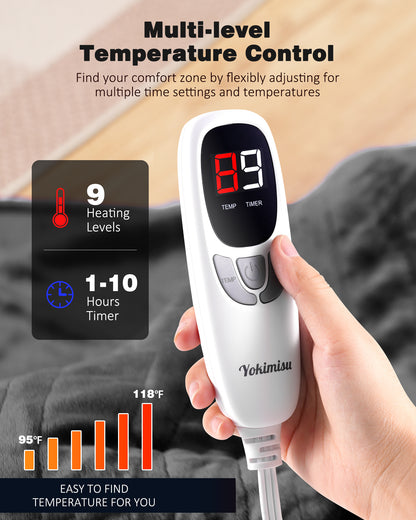 Electric Heated Throw 50x60in, with Buttons (Grey/Red/Blue)