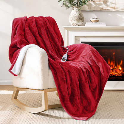 Electric Heated Throw 50x60in, with Buttons (Grey/Red/Blue)