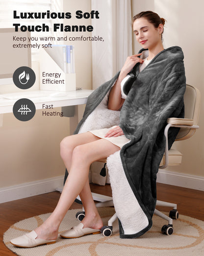 Electric Heated Throw 50x60in, with Buttons (Grey/Red/Blue)