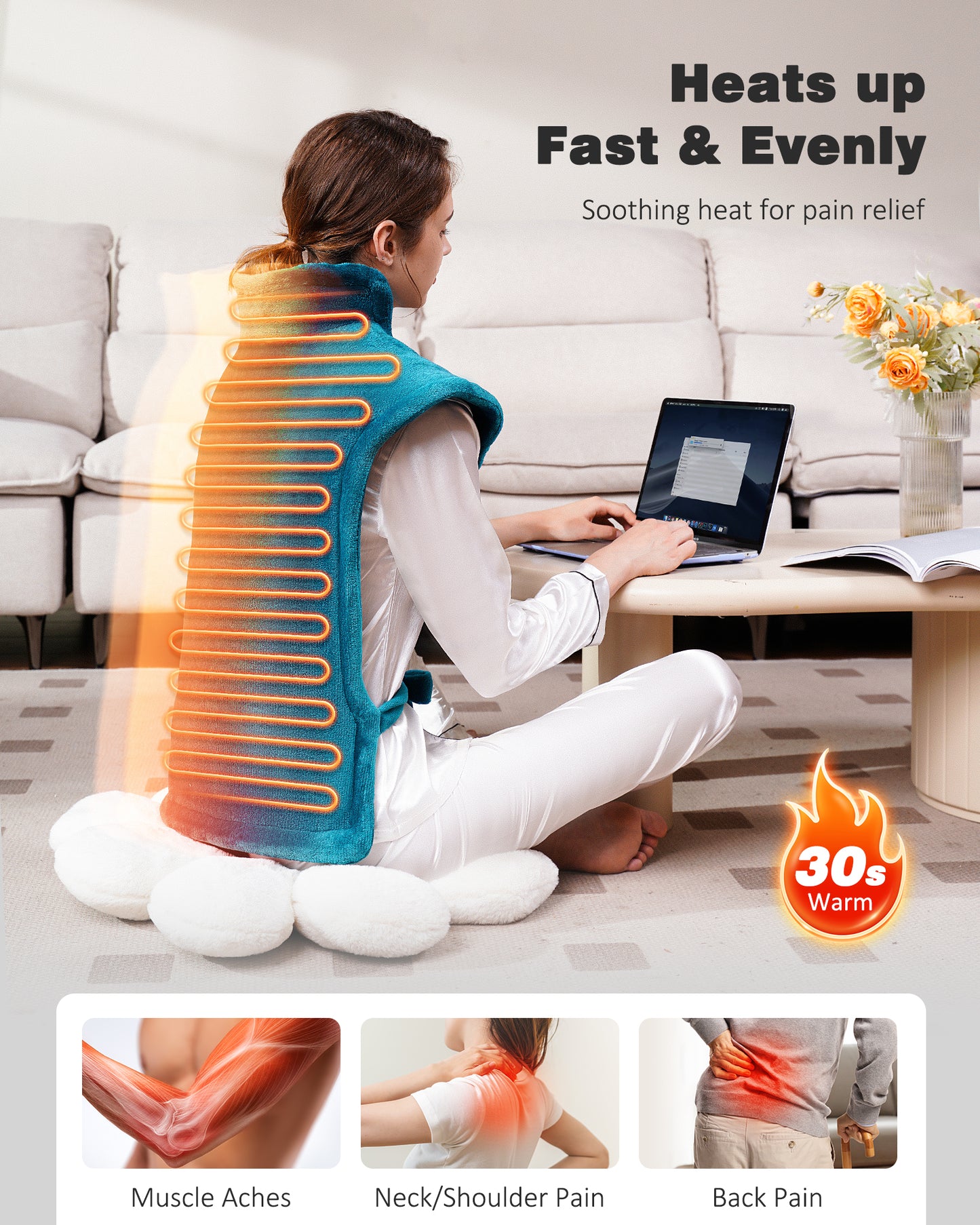 Heating Pad for Neck and Shoulders and Back, Weighted Pad (Grey/Teal)