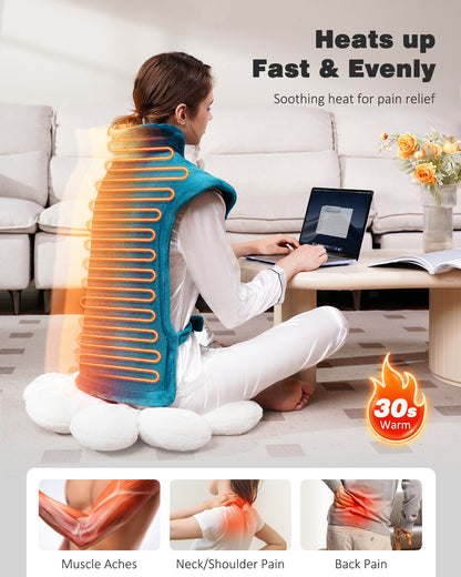 Heating Pad for Neck and Shoulders and Back, Weighted Pad (Grey/Teal)