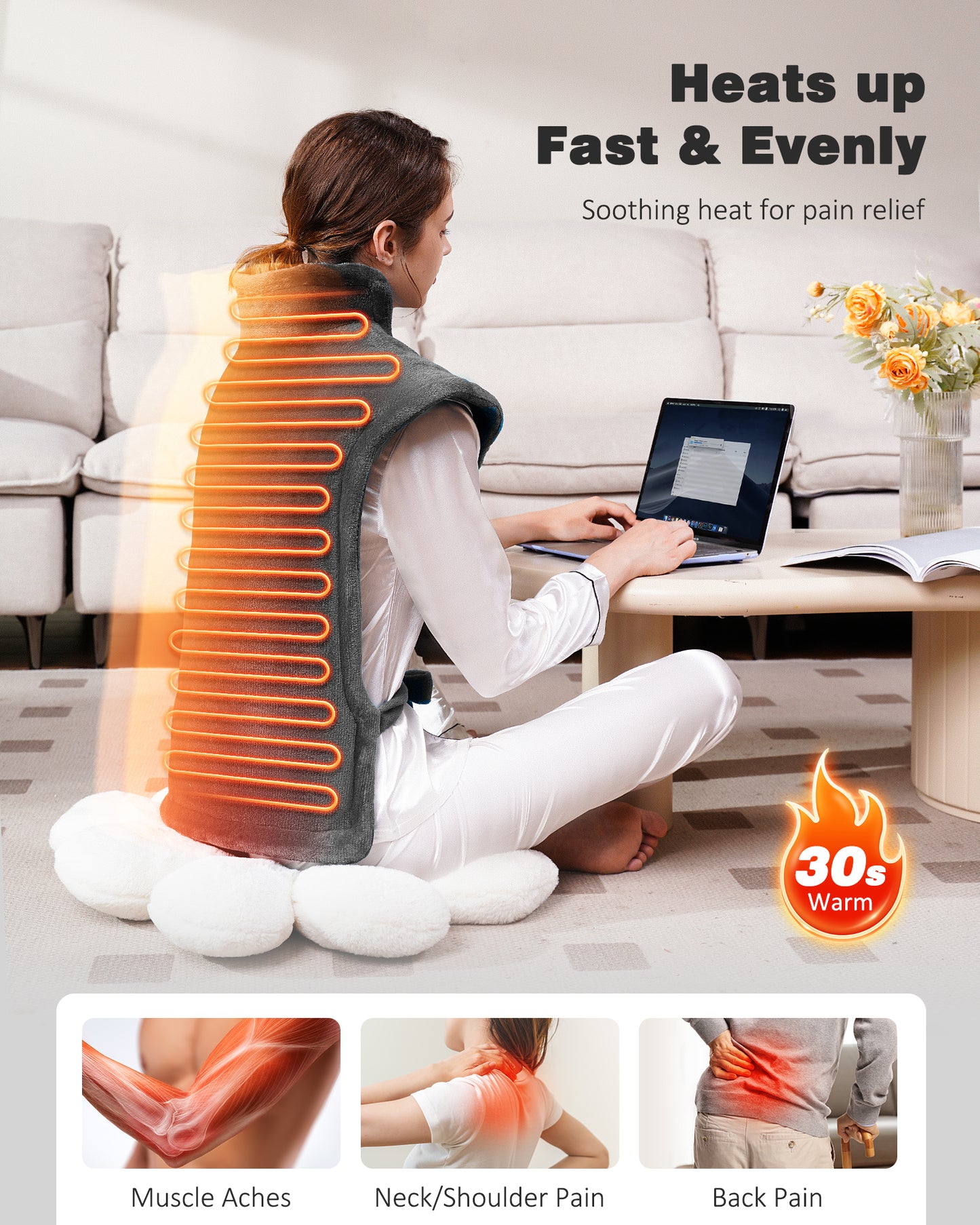 Heating Pad for Neck and Shoulders and Back, Weighted Pad (Grey/Teal)