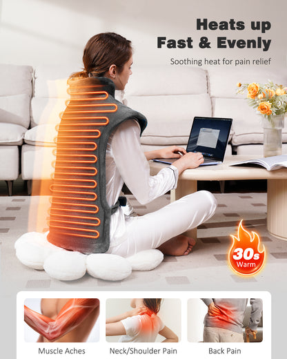 Heating Pad for Neck and Shoulders and Back, Weighted Pad (Grey/Teal)