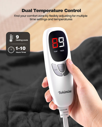 Electric Blanket King Size 100"x90", Flannle to Sherpa (Grey/Camel/Black)