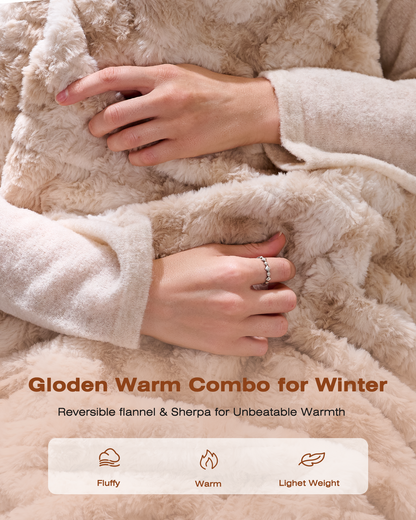 Electric Blanket King Size, 90"x100", Faux Fur (Tan)