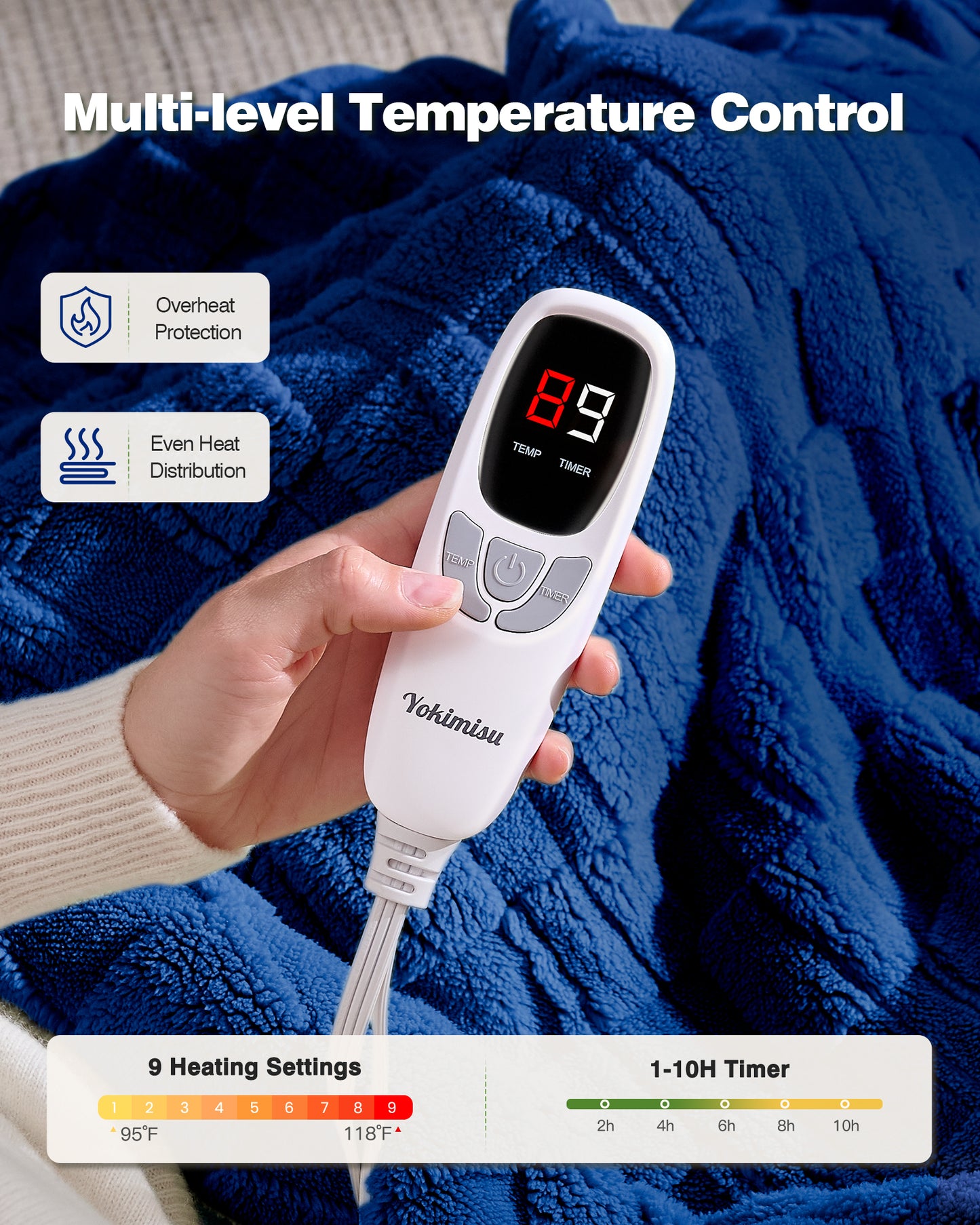 Electric Heated Throw 50x60in, with Buttons (Green/Pageant Blue)