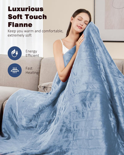 Electric Heated Throw 50x60in, with Buttons (Grey/Red/Blue)