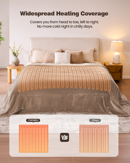 Electric Blanket King Size, 100”x90“ Soft Flannel (Camel/Grey/Black)