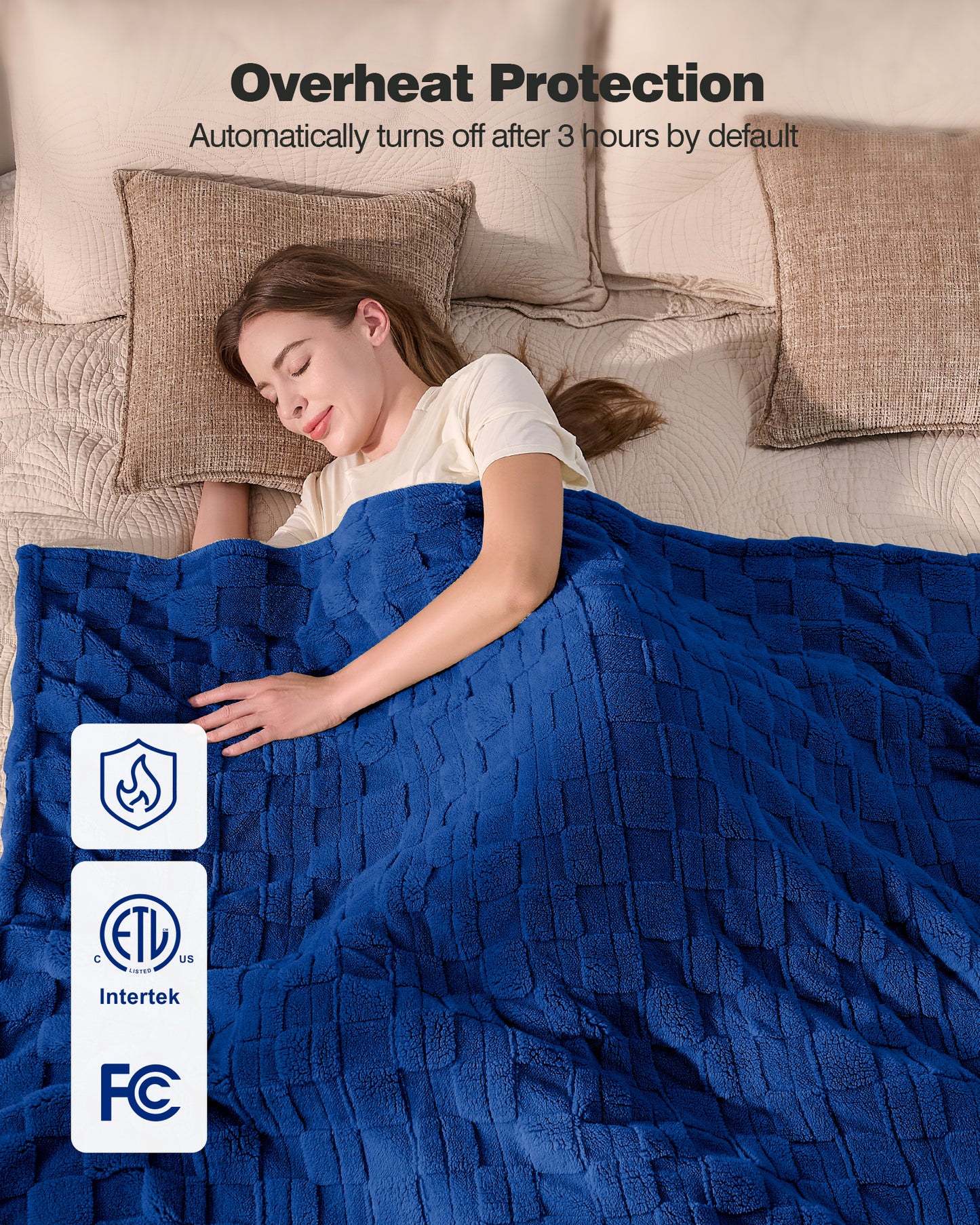 Electric Heated Throw 50x60in, with Buttons (Green/Pageant Blue)