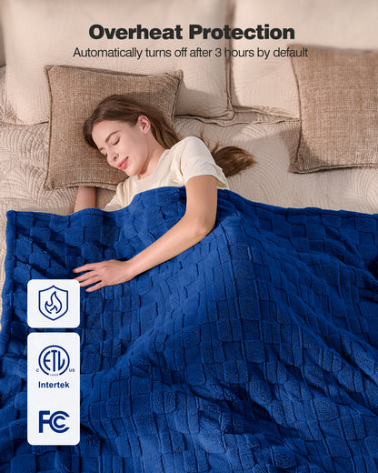 Electric Heated Throw 50x60in, with Buttons (Green/Pageant Blue)