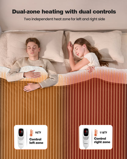 Electric Blanket King Size 100"x90", Flannle to Sherpa (Grey/Camel/Black)