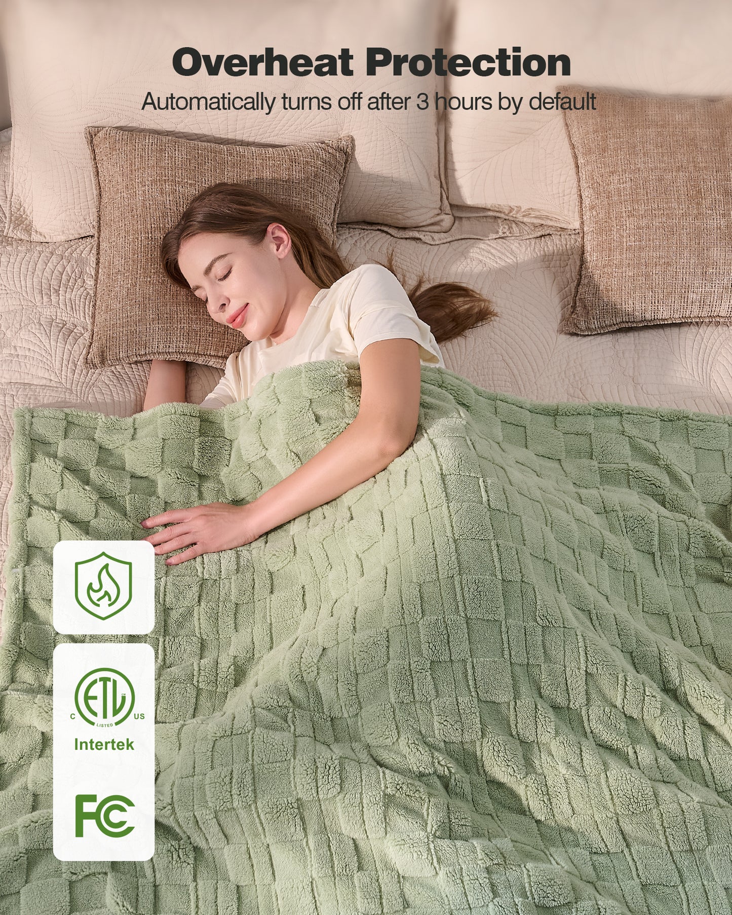 Electric Heated Throw 50x60in, with Buttons (Green/Pageant Blue)