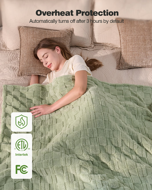 Electric Heated Throw 50x60in, with Buttons (Green/Pageant Blue)