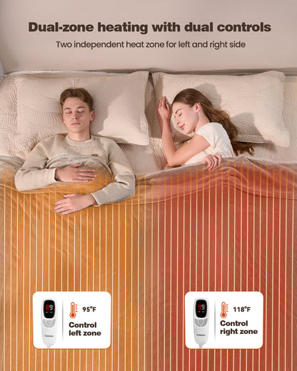 Electric Blanket King Size, 100”x90“ Soft Flannel (Camel/Grey/Black)