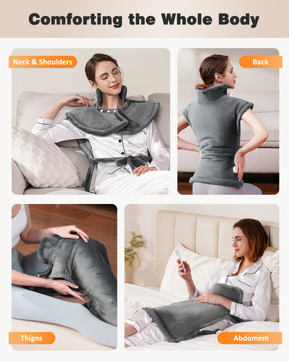 Heating Pad for Neck and Shoulders and Back, Weighted Pad (Grey/Teal)
