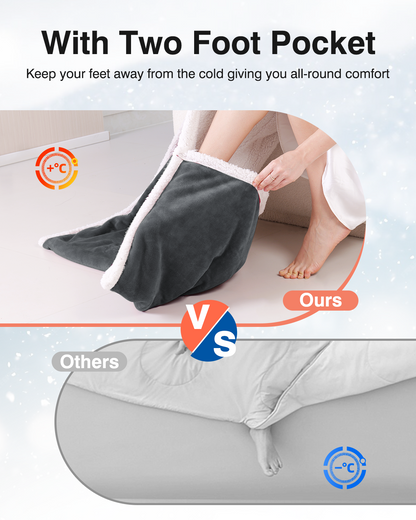 Wearable Heated Snugle, Electric Blanket 50x70in (Grey/Red/Light Yellow)