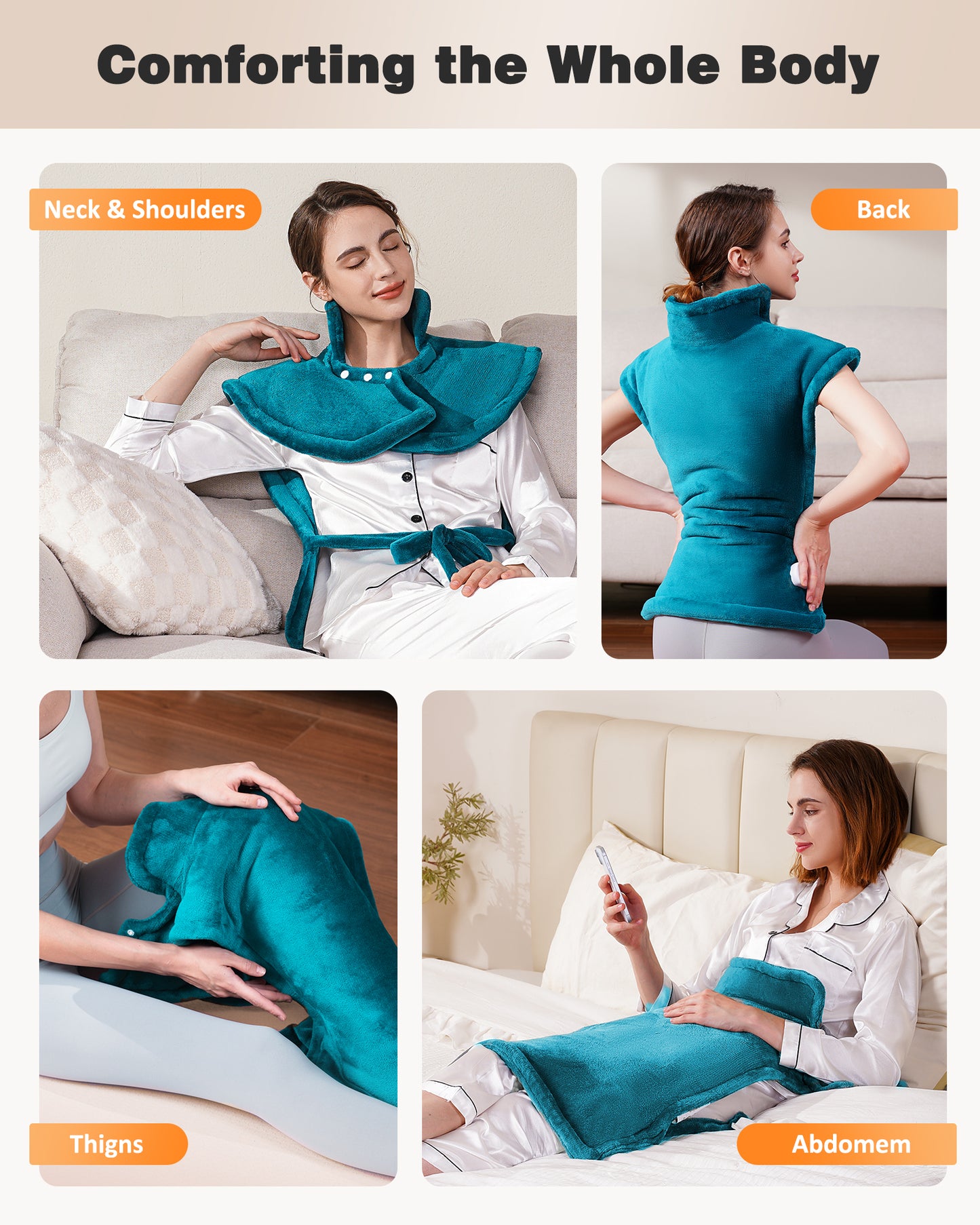 Heating Pad for Neck and Shoulders and Back, Weighted Pad (Grey/Teal)