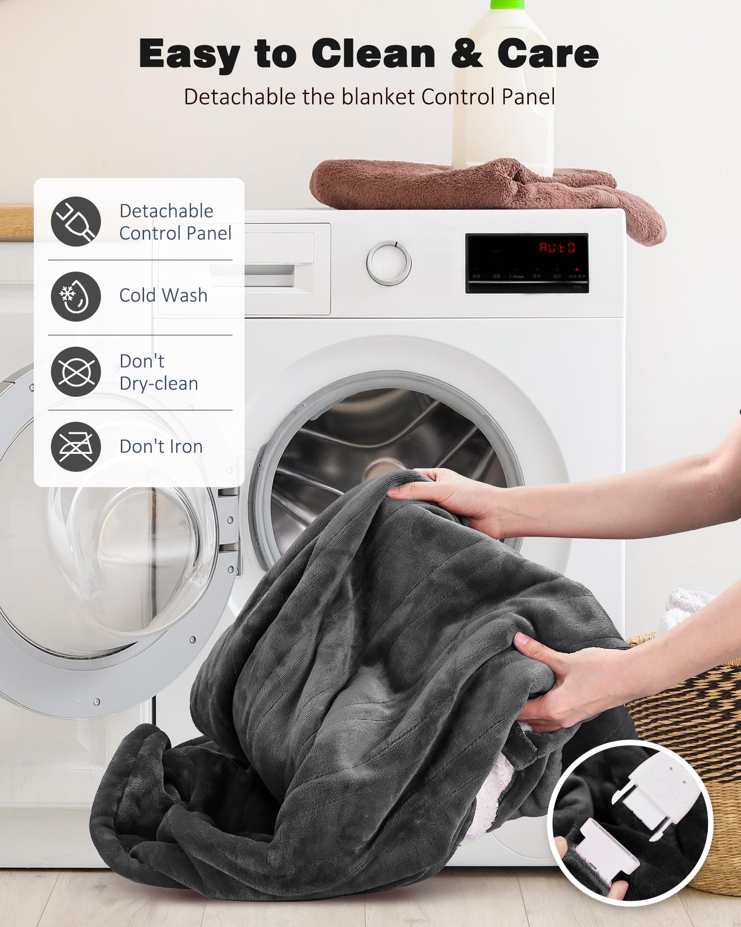 Electric Heated Throw 50x60in, with Buttons (Grey/Red/Blue)