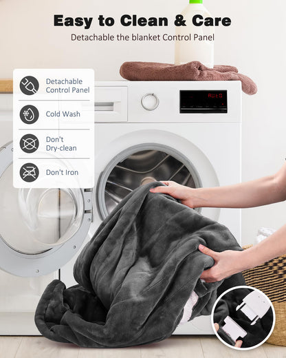 Electric Heated Throw 50x60in, with Buttons (Grey/Red/Blue)