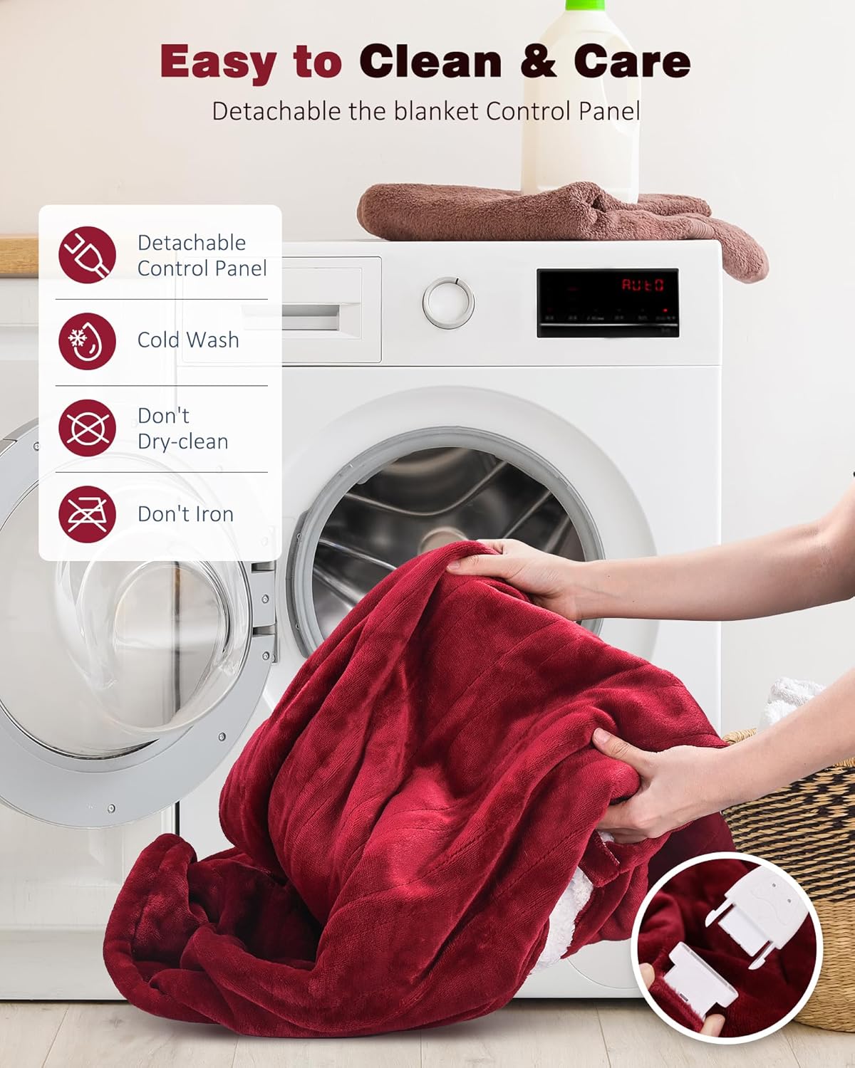 Electric Heated Throw 50x60in, with Buttons (Grey/Red/Blue)