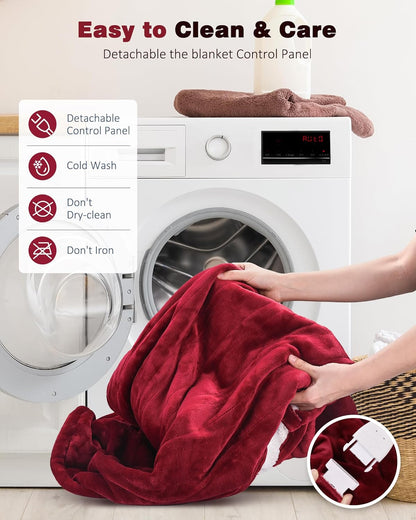 Electric Heated Throw 50x60in, with Buttons (Grey/Red/Blue)