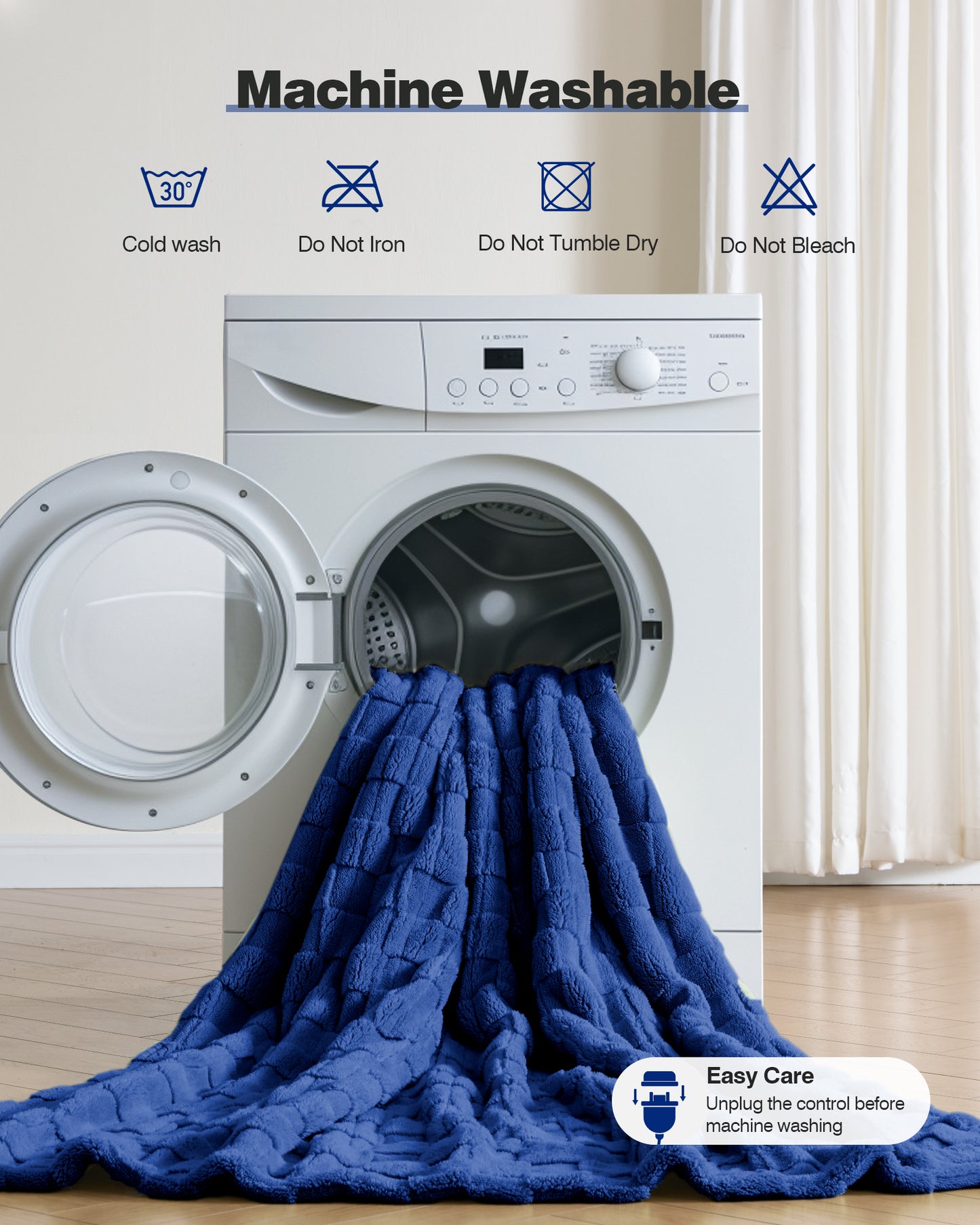 Electric Heated Throw 50x60in, with Buttons (Green/Pageant Blue)