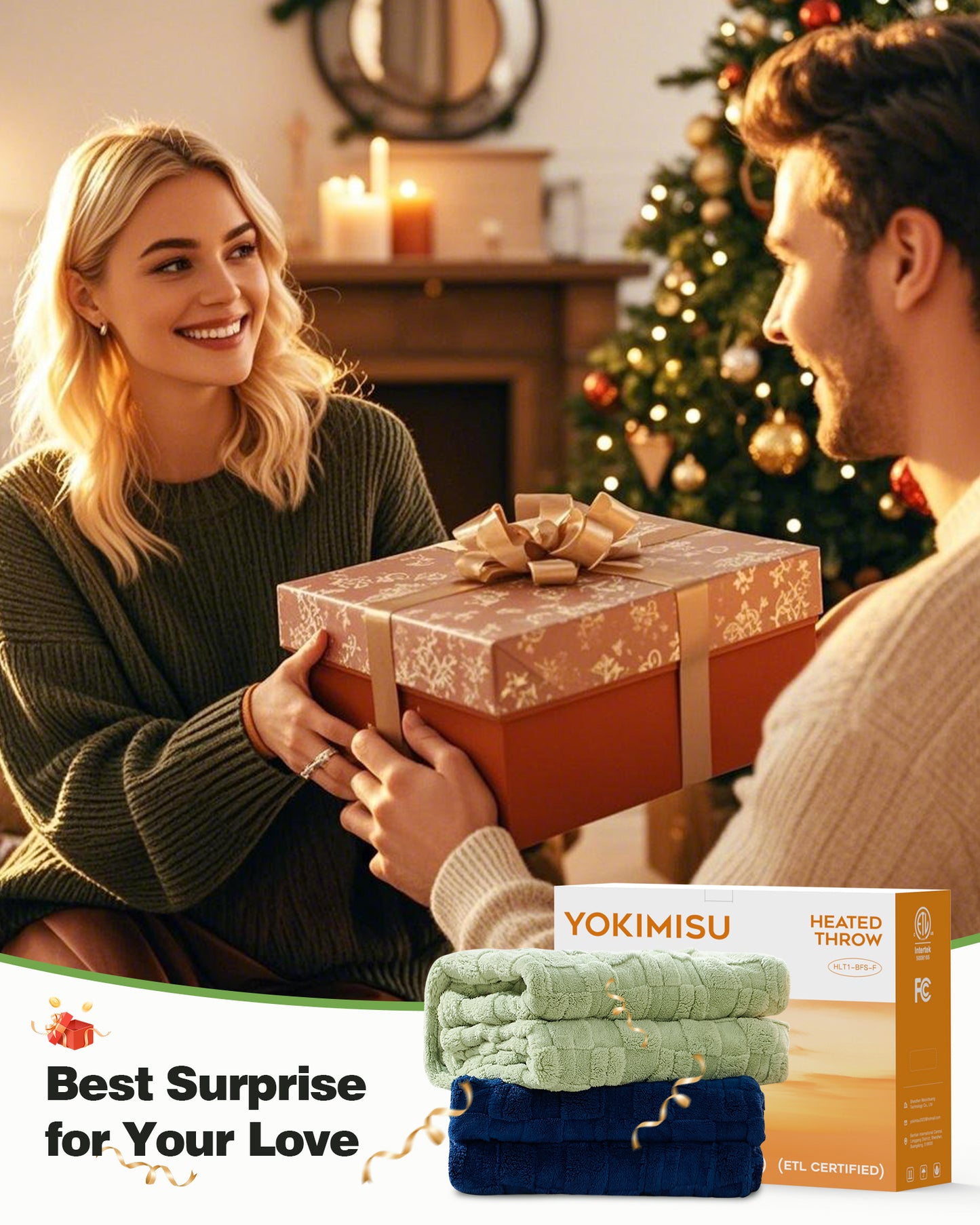 Electric Heated Throw 50x60in, with Buttons (Green/Pageant Blue)