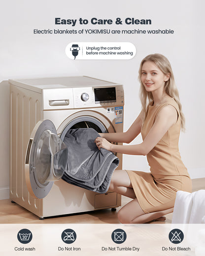 Electric Blanket King Size, 100”x90“ Soft Flannel (Camel/Grey/Black)