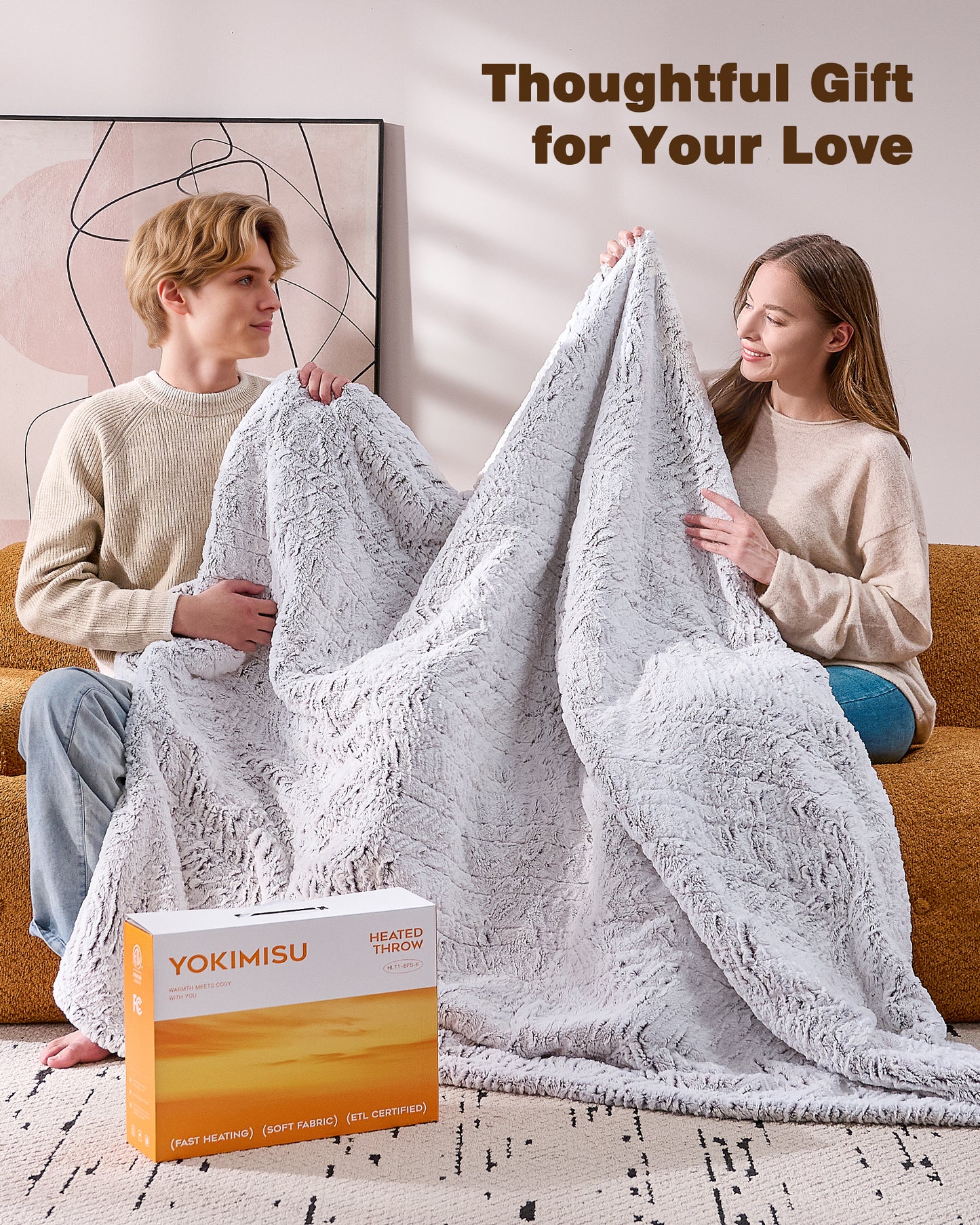 Electric Blanket Twin Size, 62”x84“ Faux Fur (Brushed Brown)