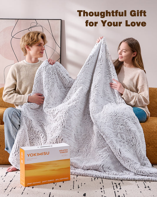 Electric Blanket Twin Size, 62”x84“ Faux Fur (Brushed Brown)