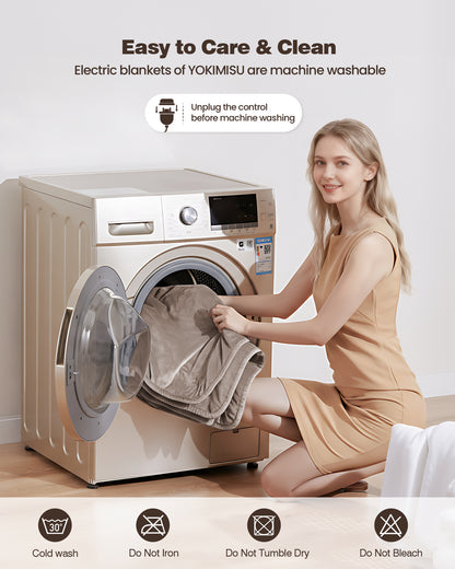 Electric Blanket King Size, 100”x90“ Soft Flannel (Camel/Grey/Black)