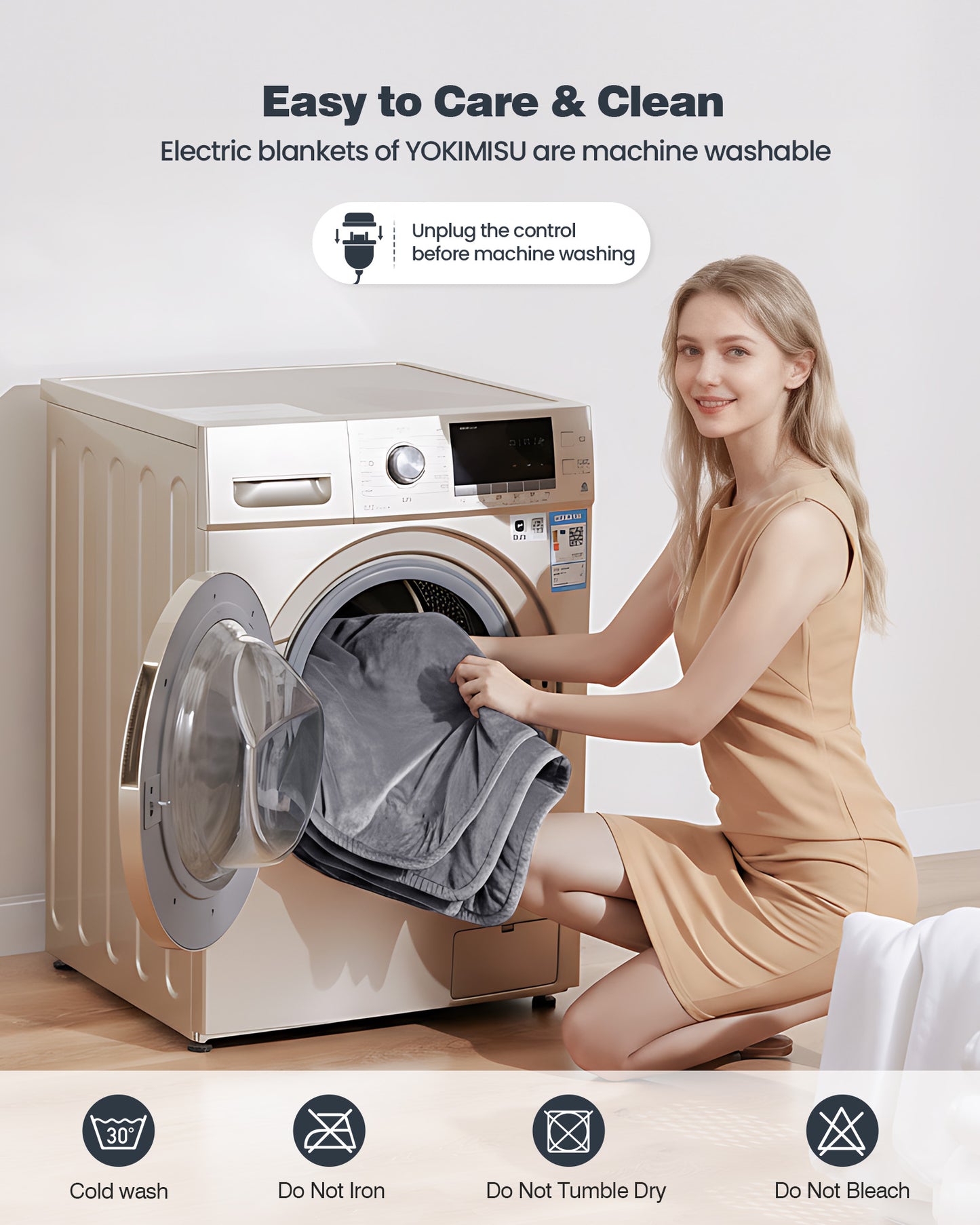 Electric Blanket King Size 100"x90", Flannle to Sherpa (Grey/Camel/Black)