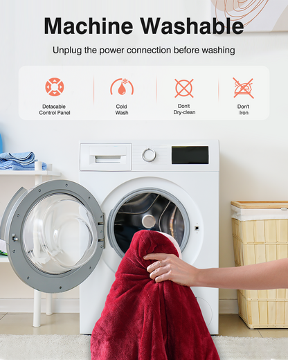 Wearable Heated Snugle, Electric Blanket 50x70in (Grey/Red/Light Yellow)