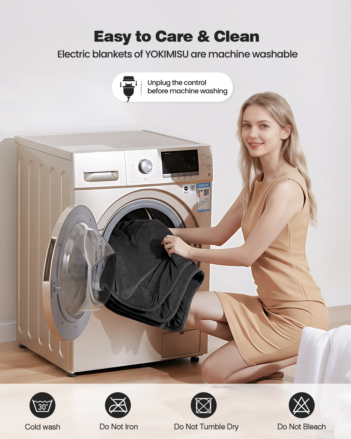 Electric Blanket King Size 100"x90", Flannle to Sherpa (Grey/Camel/Black)